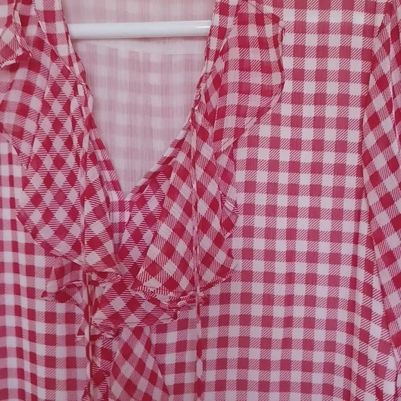 Tommy Hilfiger red and white gingum blouse/top.Large EUC - Picture 7 of 8